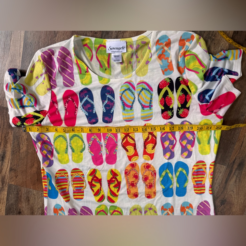 Serengeti Sz LargenShirt Short Sleeve Slippers Print Embellished Rhinestone - Picture 5 of 6